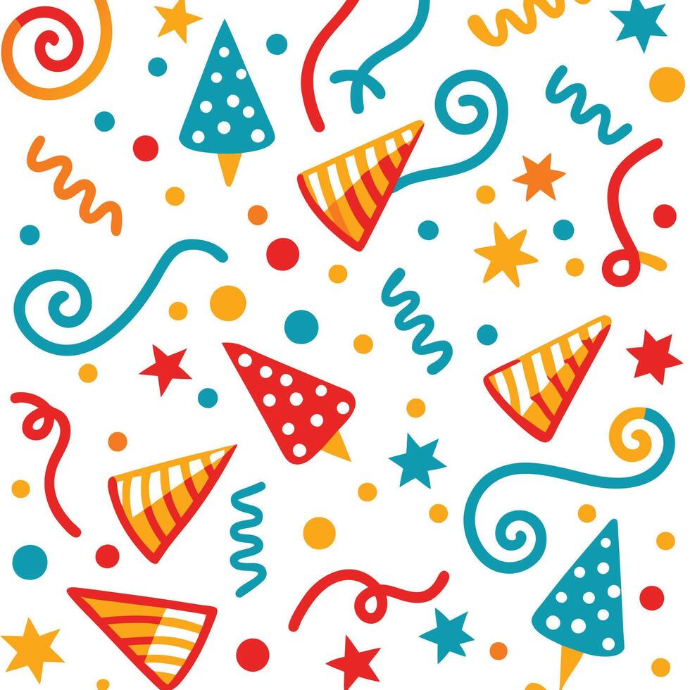 seamless pattern with party hats and stars vector