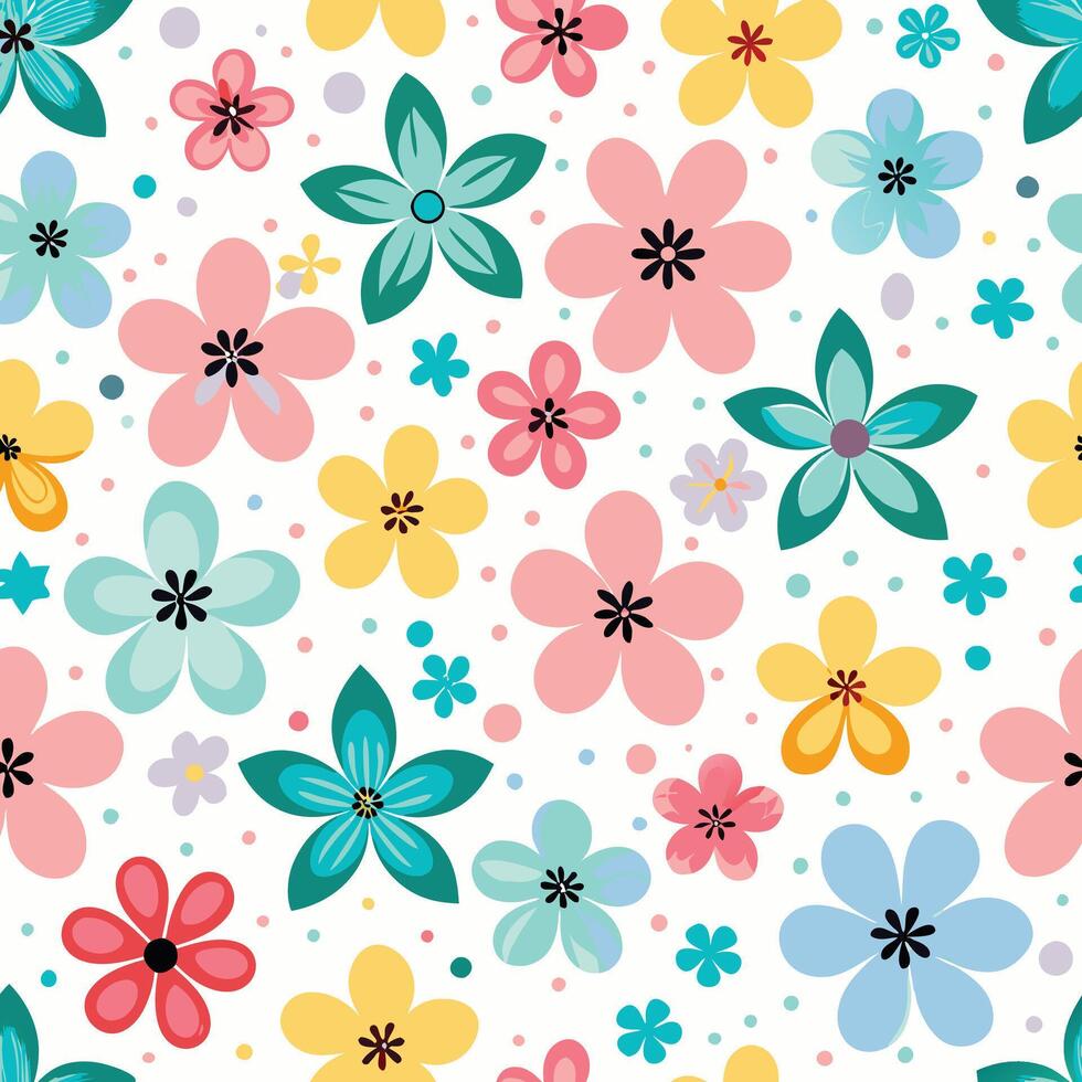 a colorful floral pattern with small flowers vector