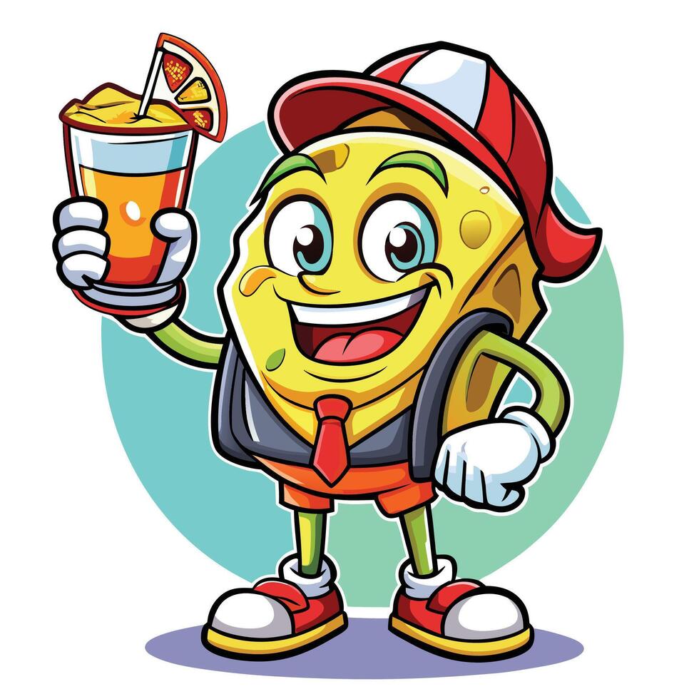 spongebob character holding a drink vector