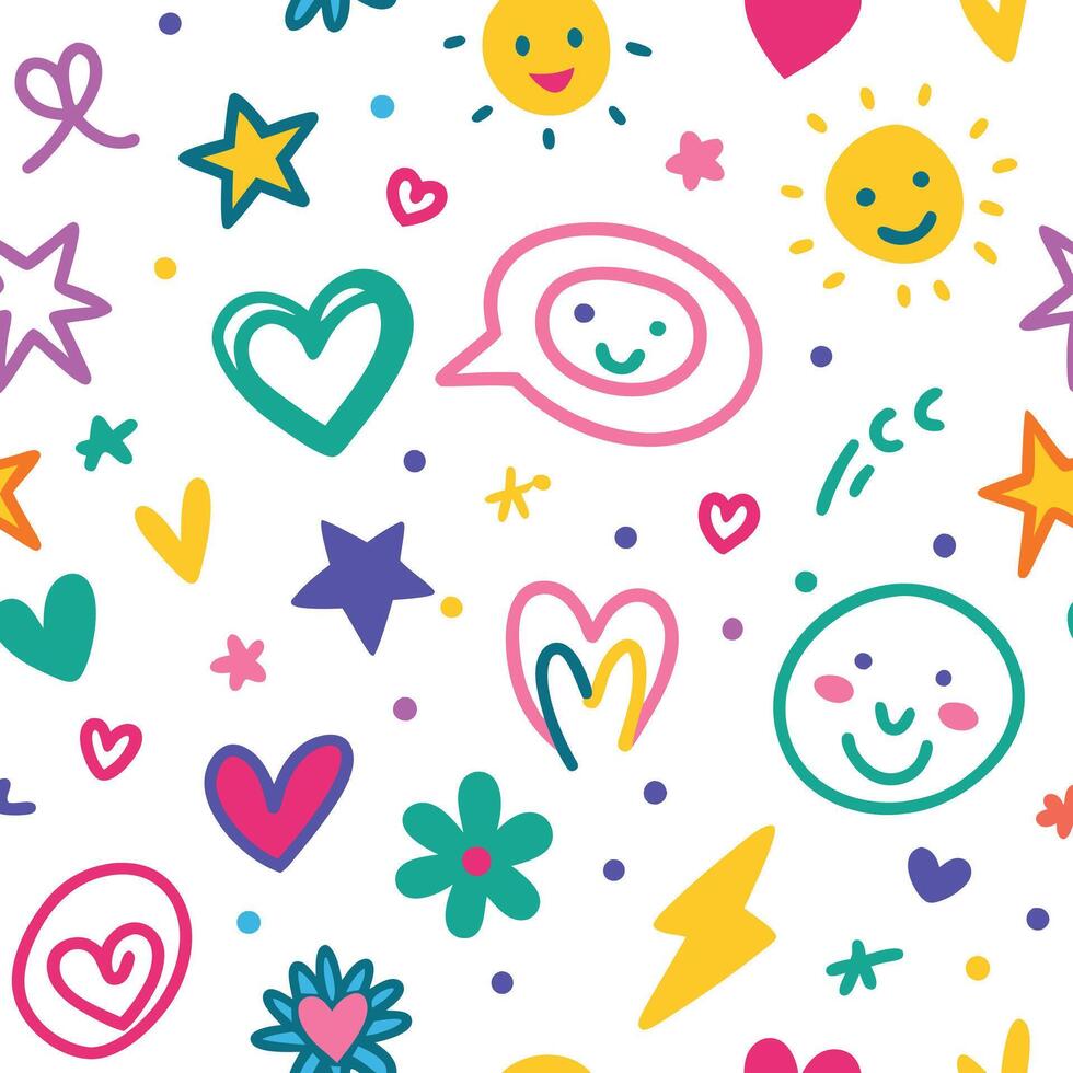 a colorful flower and sun design with clouds and stars vector