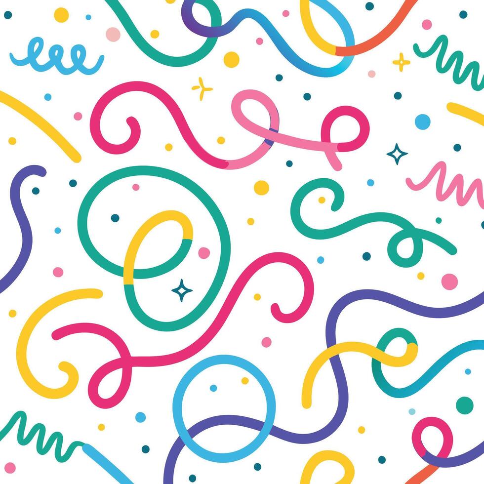 a colorful pattern with a stream of letters and shapes vector