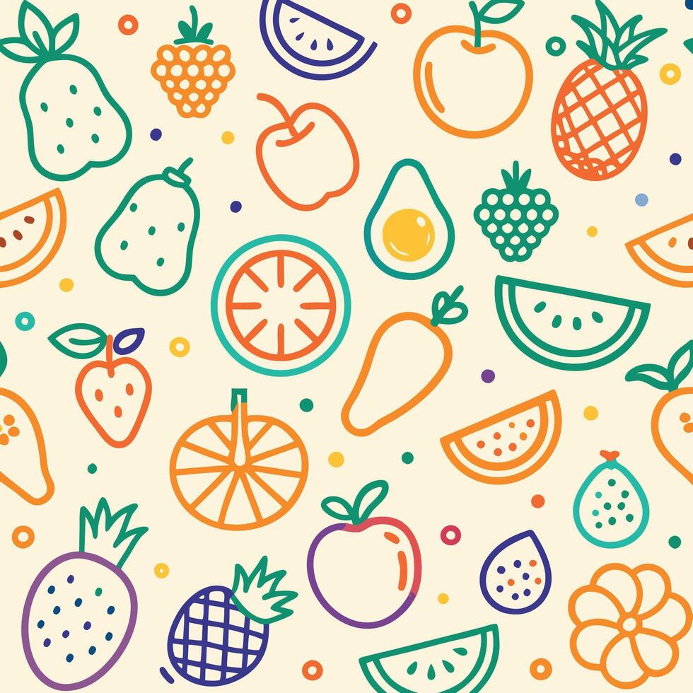 fruit and vegetables seamless pattern vector