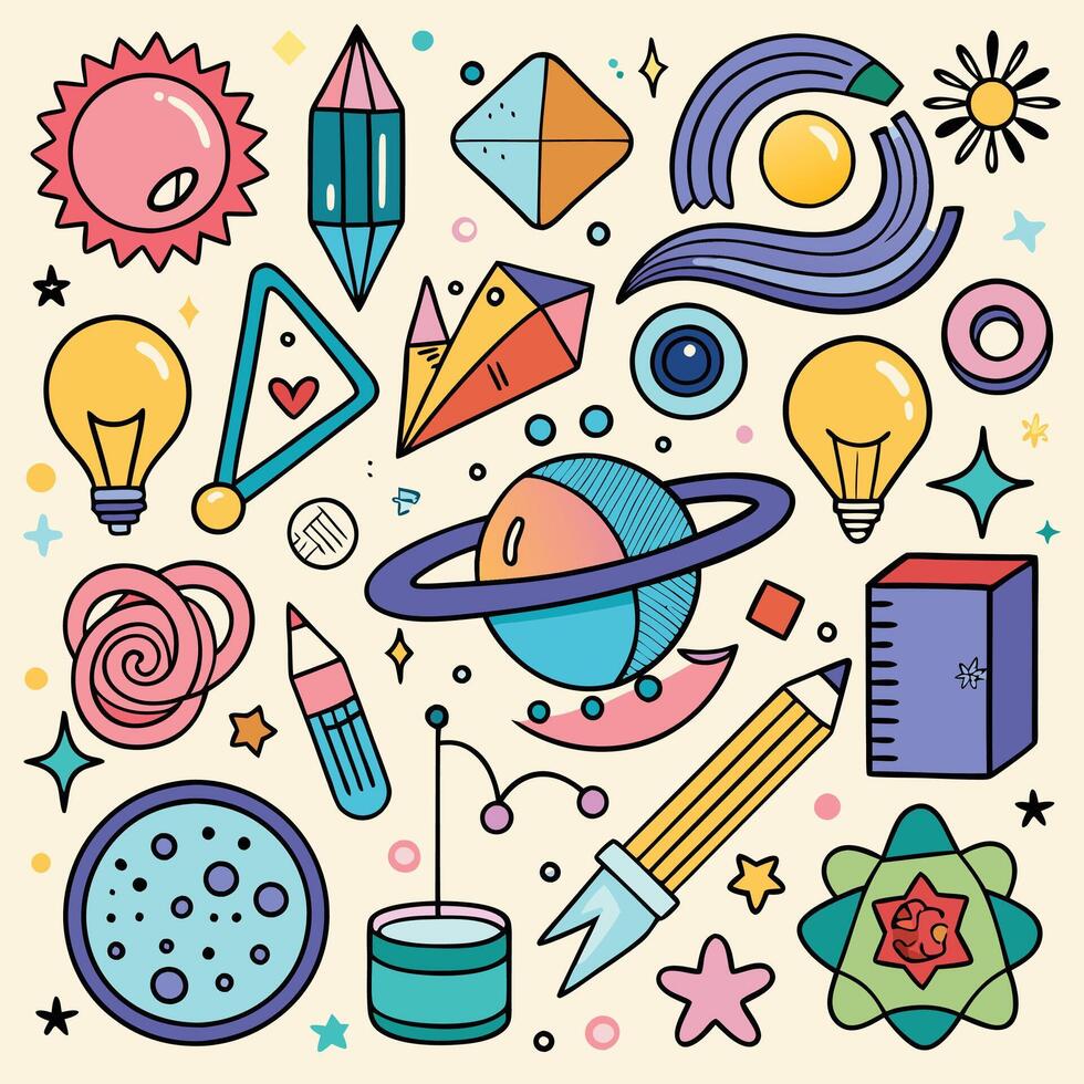 illustration of science and technology icons vector