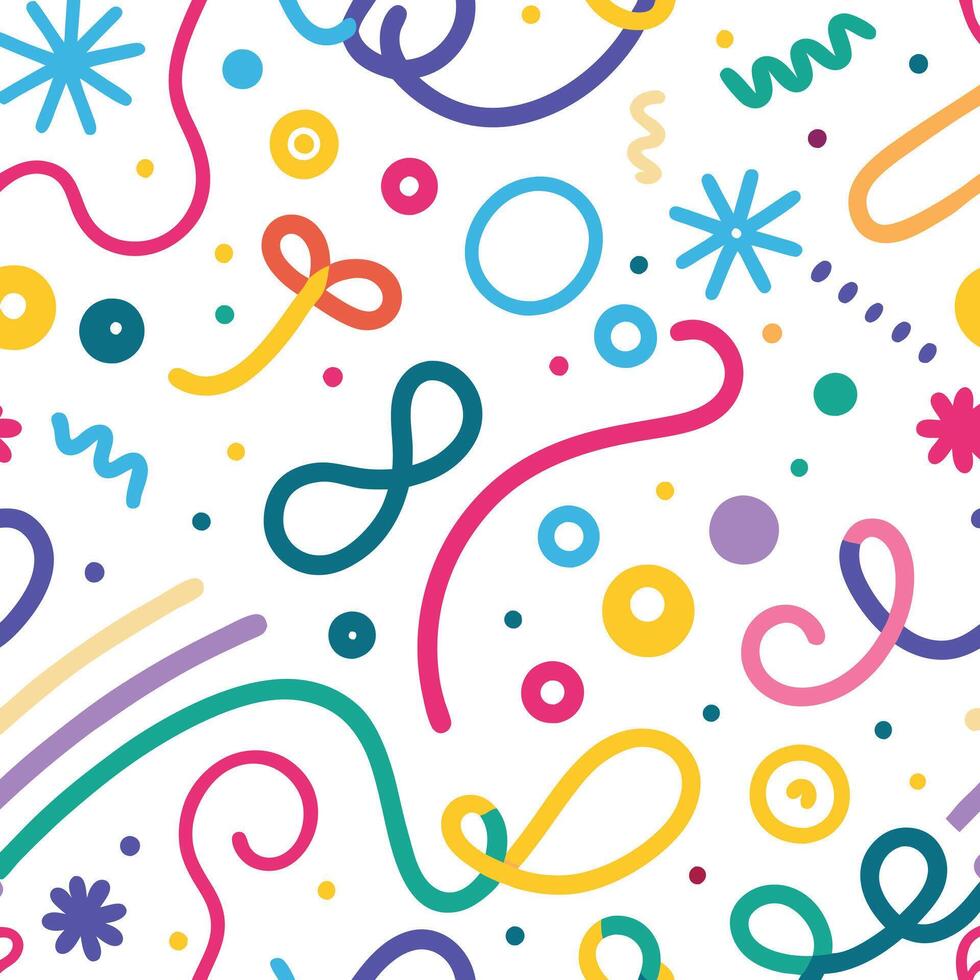 a colorful pattern with a variety of shapes and symbols vector