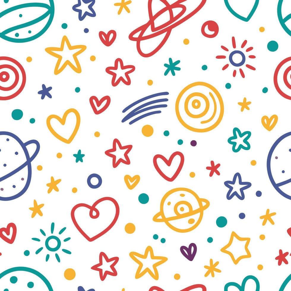 seamless pattern with colorful space and stars vector