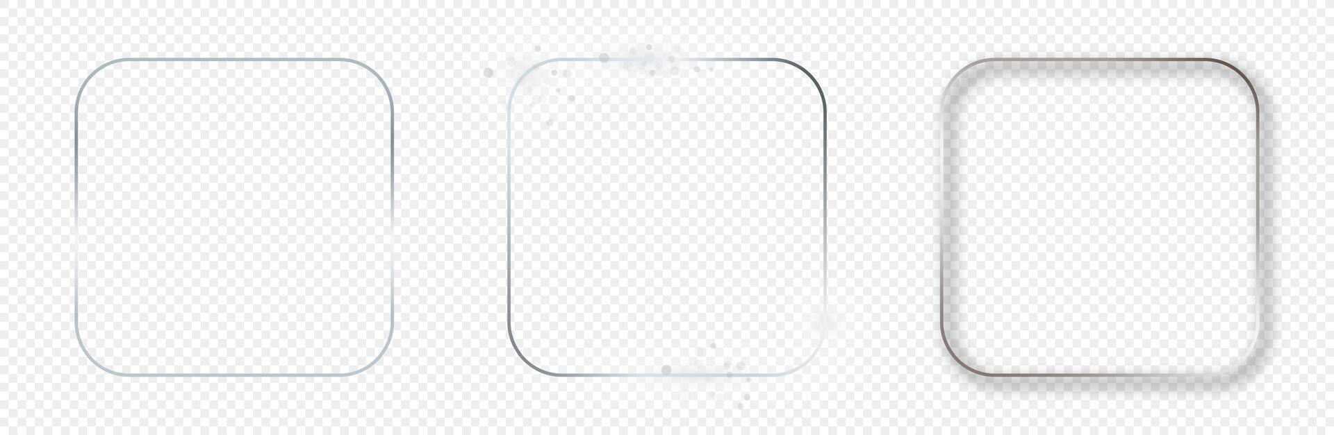 Silver glowing rounded rectangular shape frame vector
