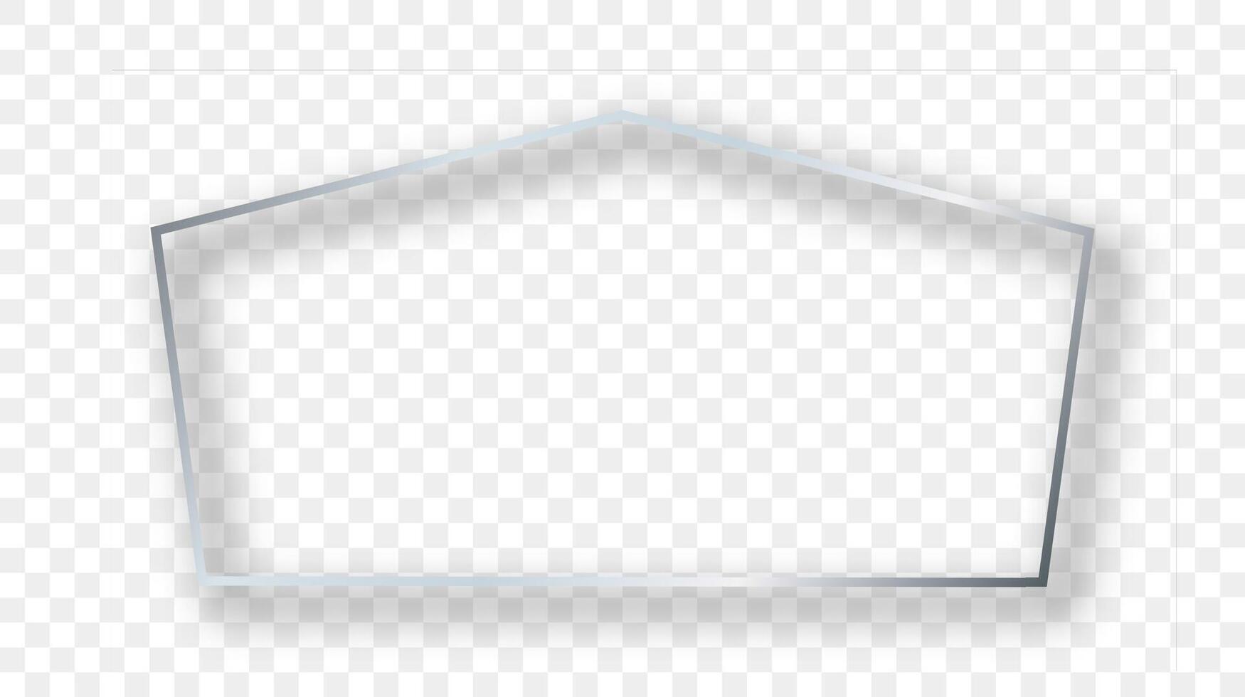 Silver glowing tetragon shape frame with shadow vector