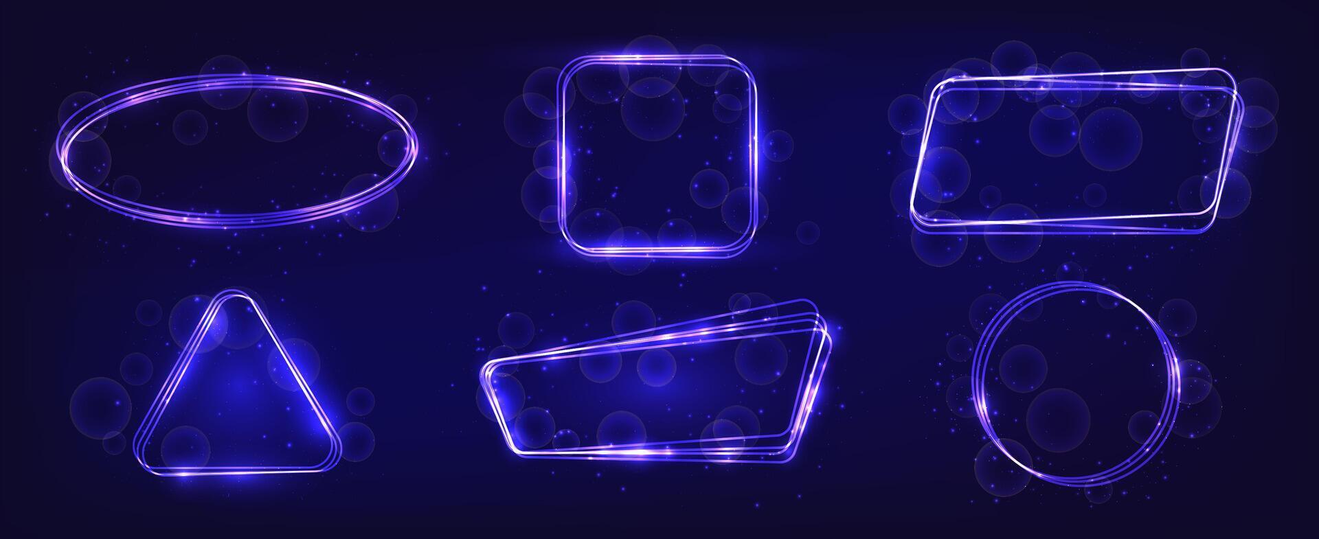 Neon frame with shining effects and sparkles vector