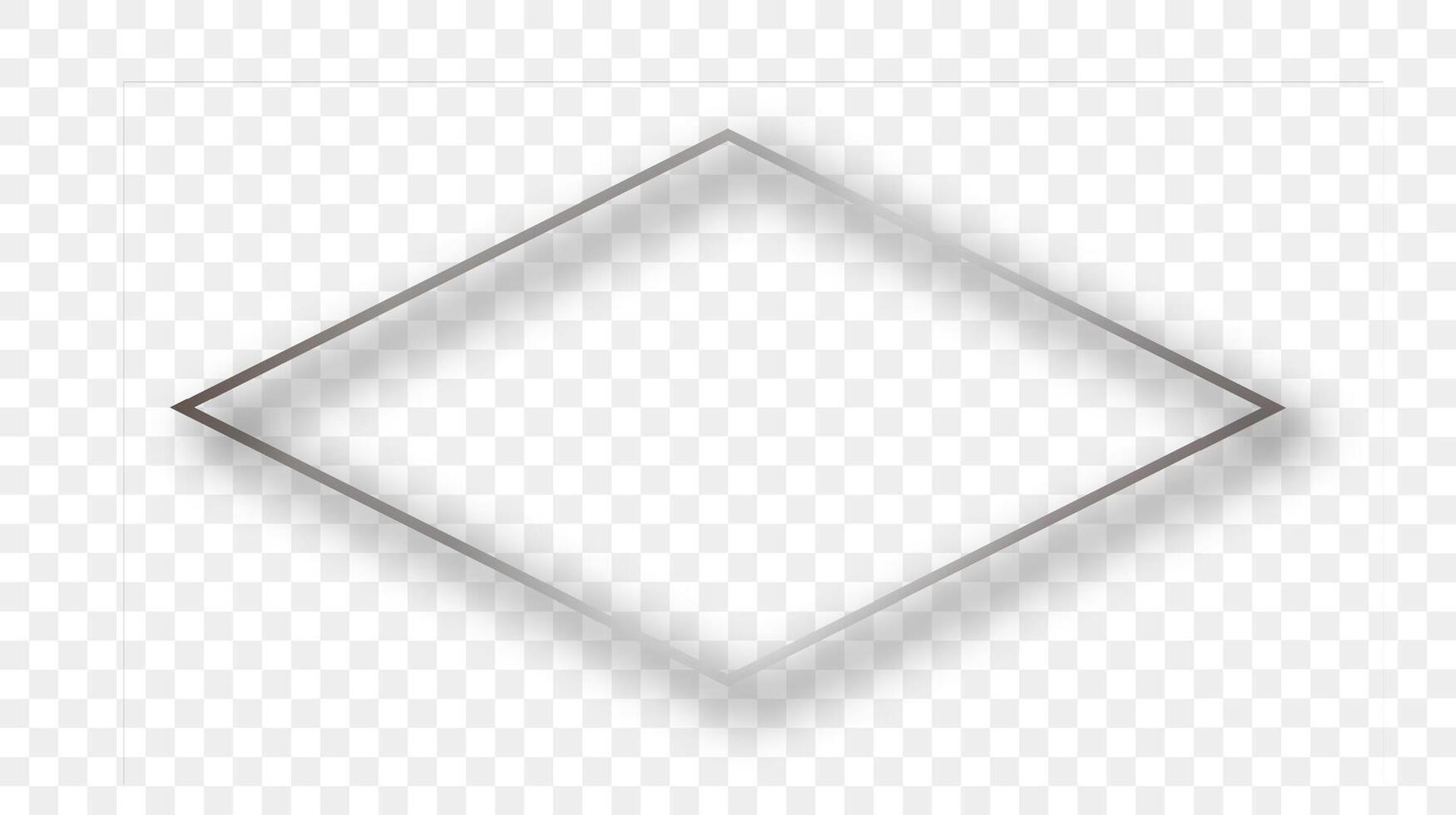 Silver glowing rhombus shape frame with shadow vector
