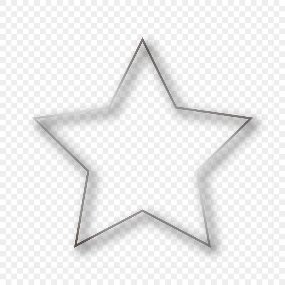 Silver glowing star shape frame with shadow vector