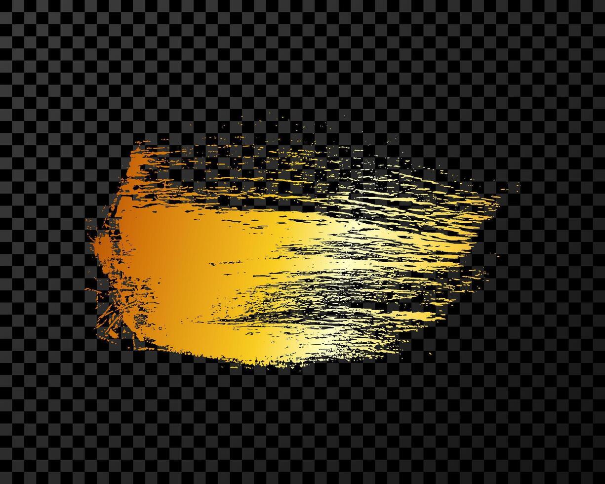 Gold brush stroke. Hand drawn ink spot isolated on dark background. illustration vector