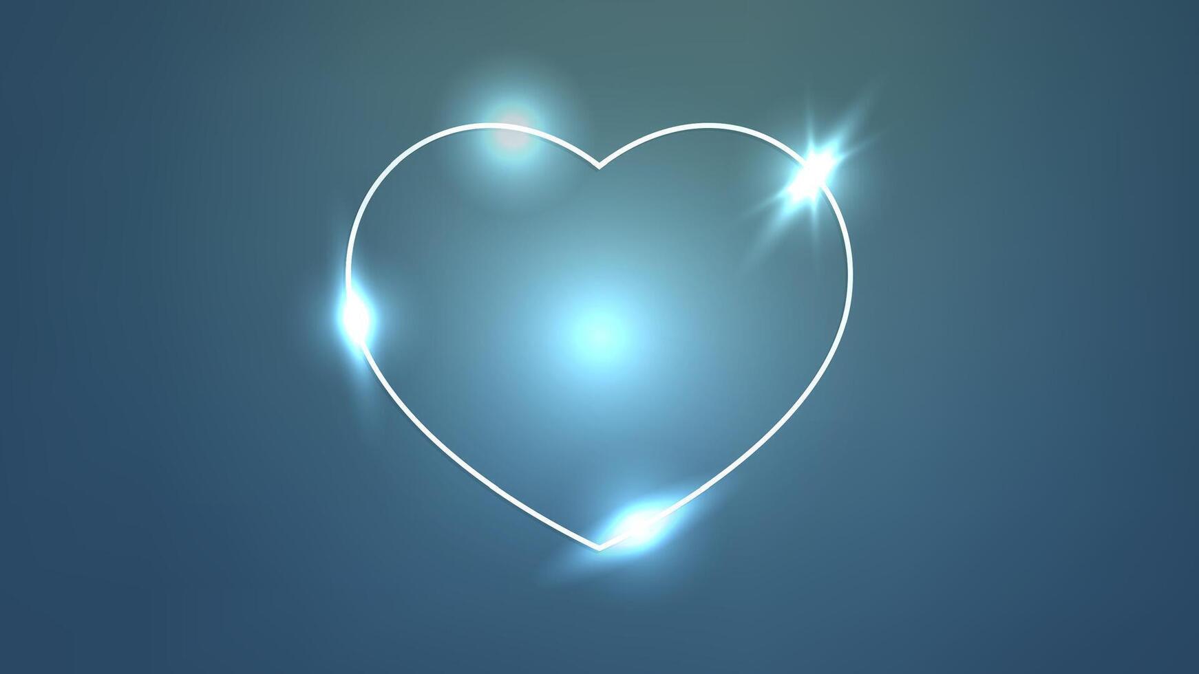 Neon frame in heart form with shining effects vector