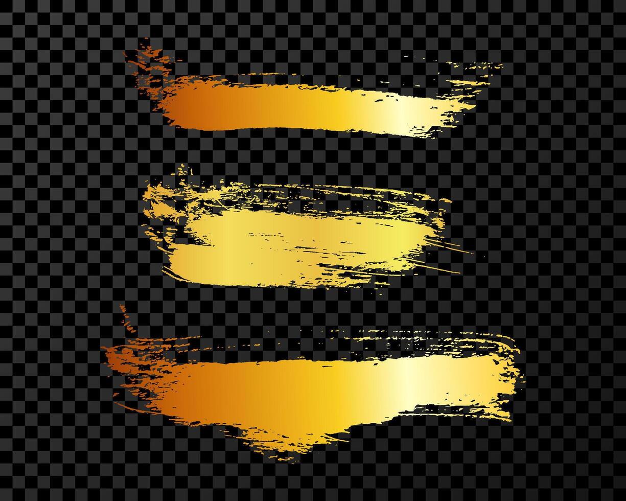 Set of gold hand drawn brush strokes vector