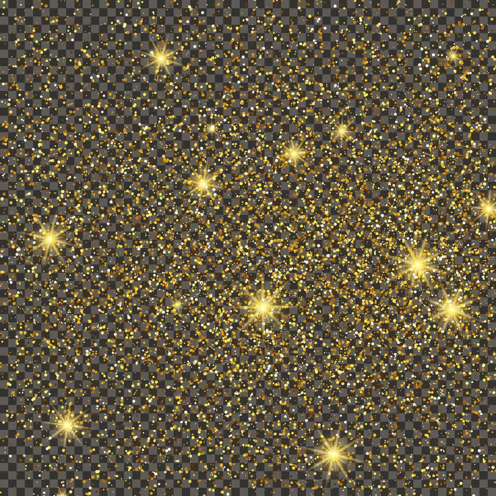 Gold glittering dust on a gray background. Dust with gold glitter effect and empty space for your text. illustration vector