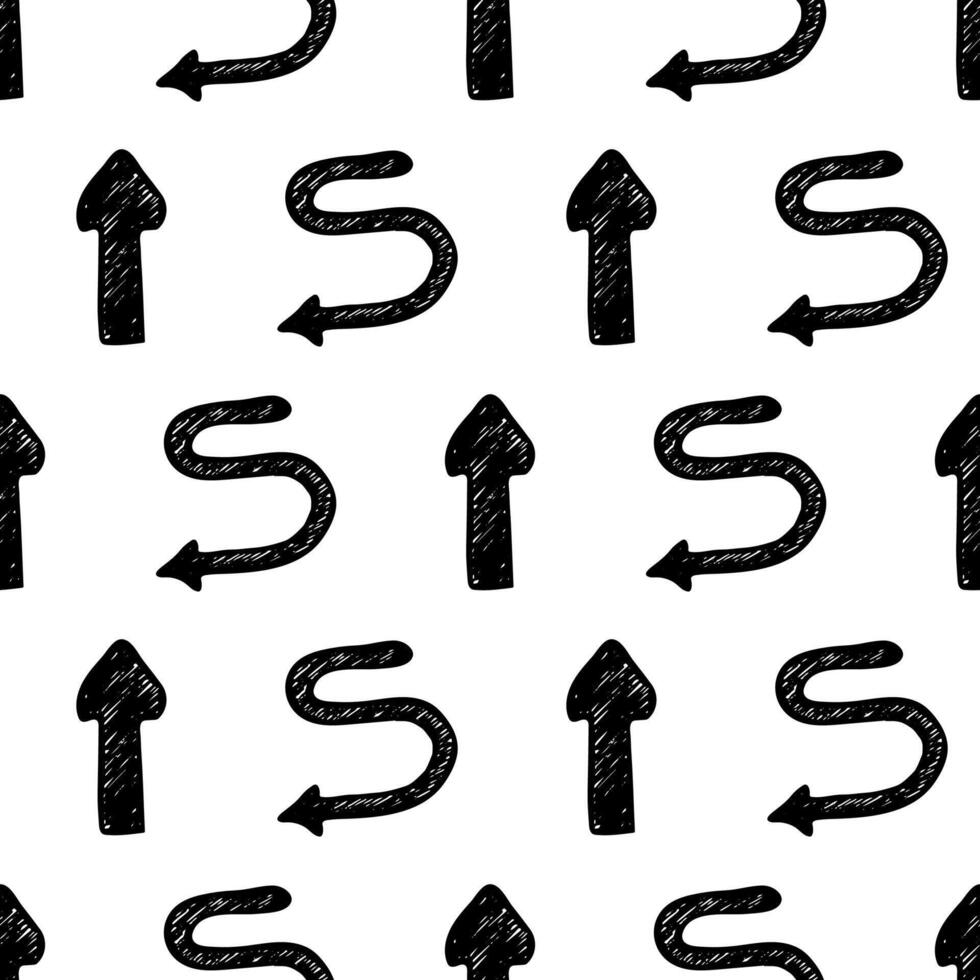 Seamless pattern with black hand drawn arrows vector