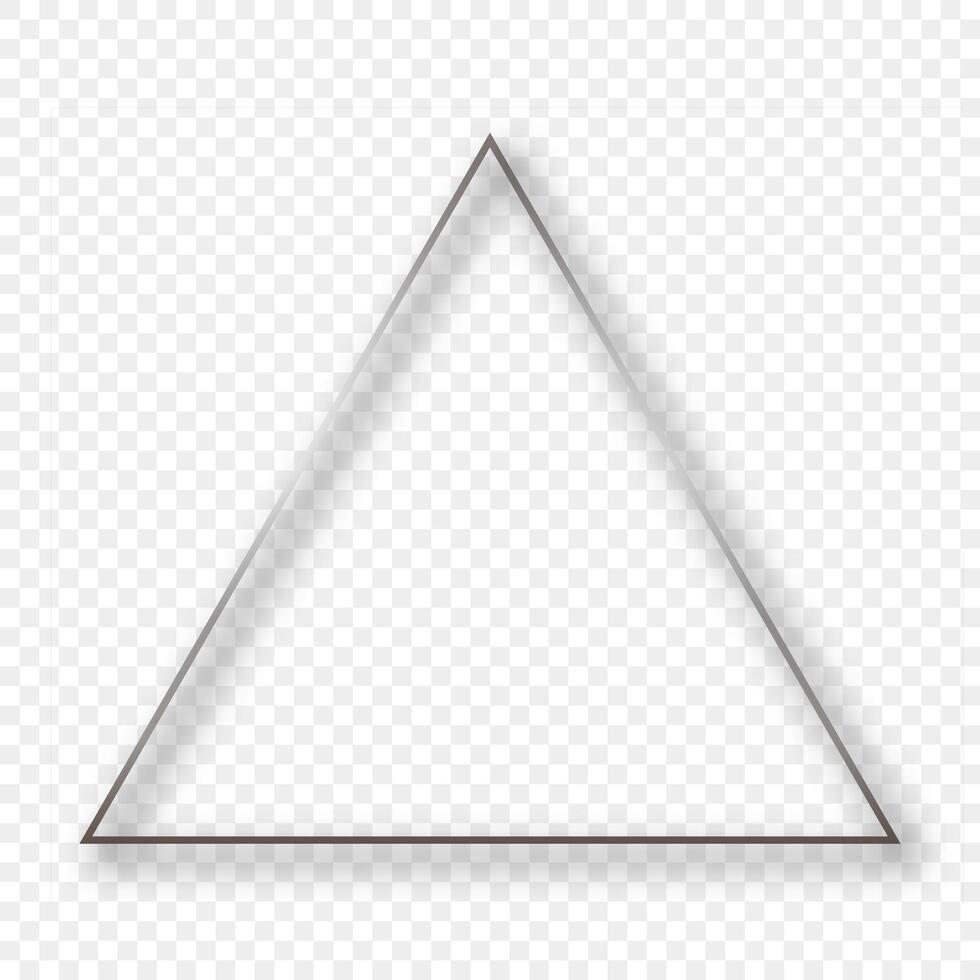 Silver glowing triangle frame with shadow vector