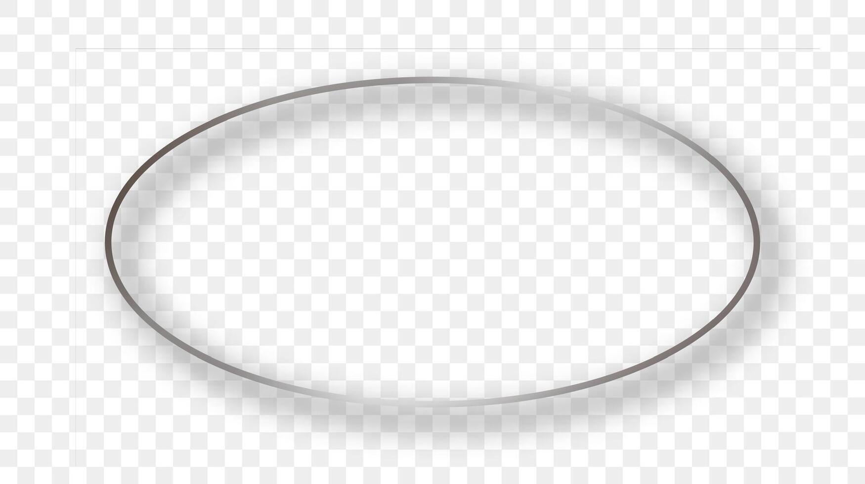 Silver glowing oval shape frame with shadow vector