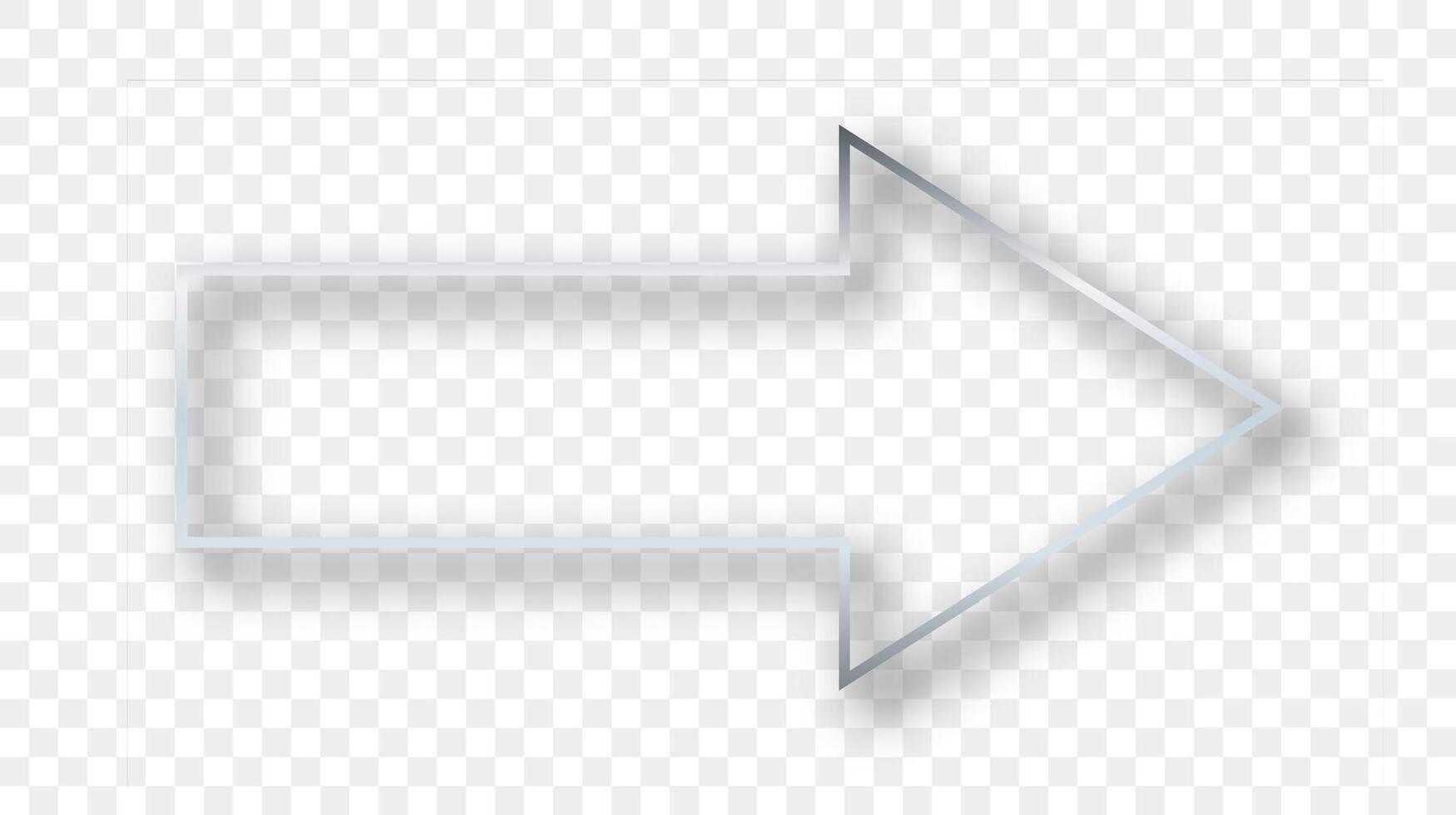 Silver glowing arrow shape frame with shadow vector