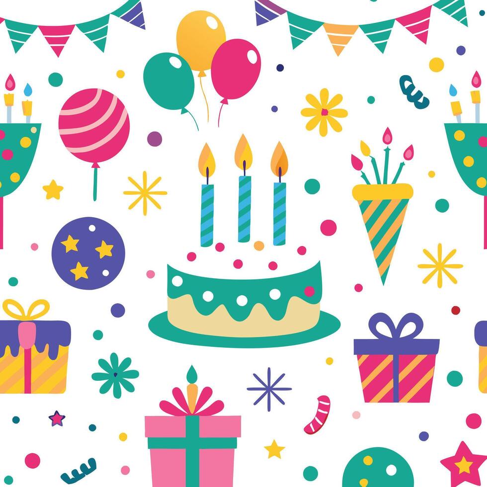 birthday seamless pattern illustration vector