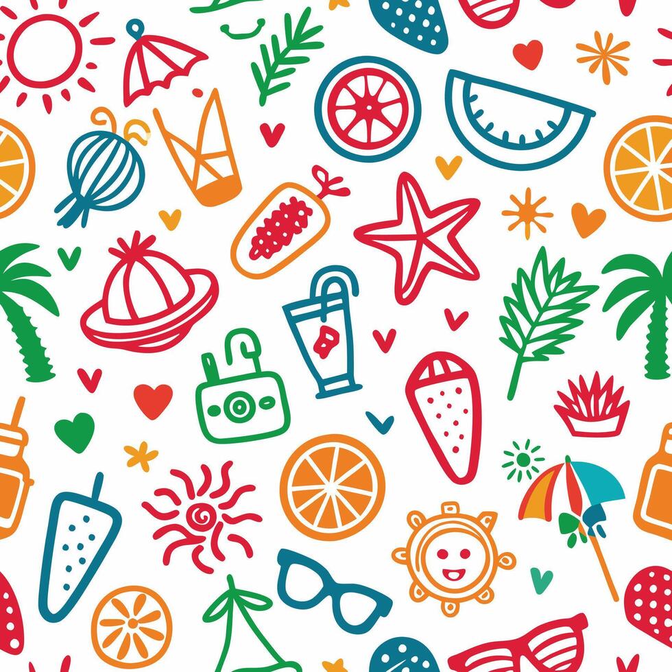 seamless pattern with summer icons vector