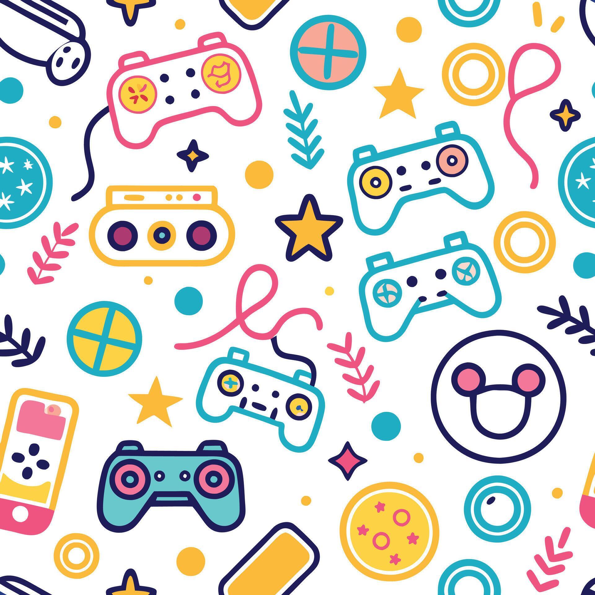 seamless pattern with game controllers and other items 53093223 Vector ...