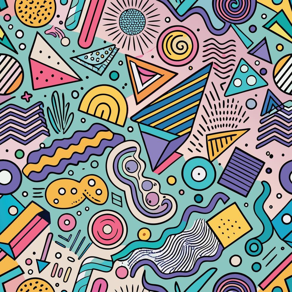 seamless pattern with colorful geometric shapes and shapes vector
