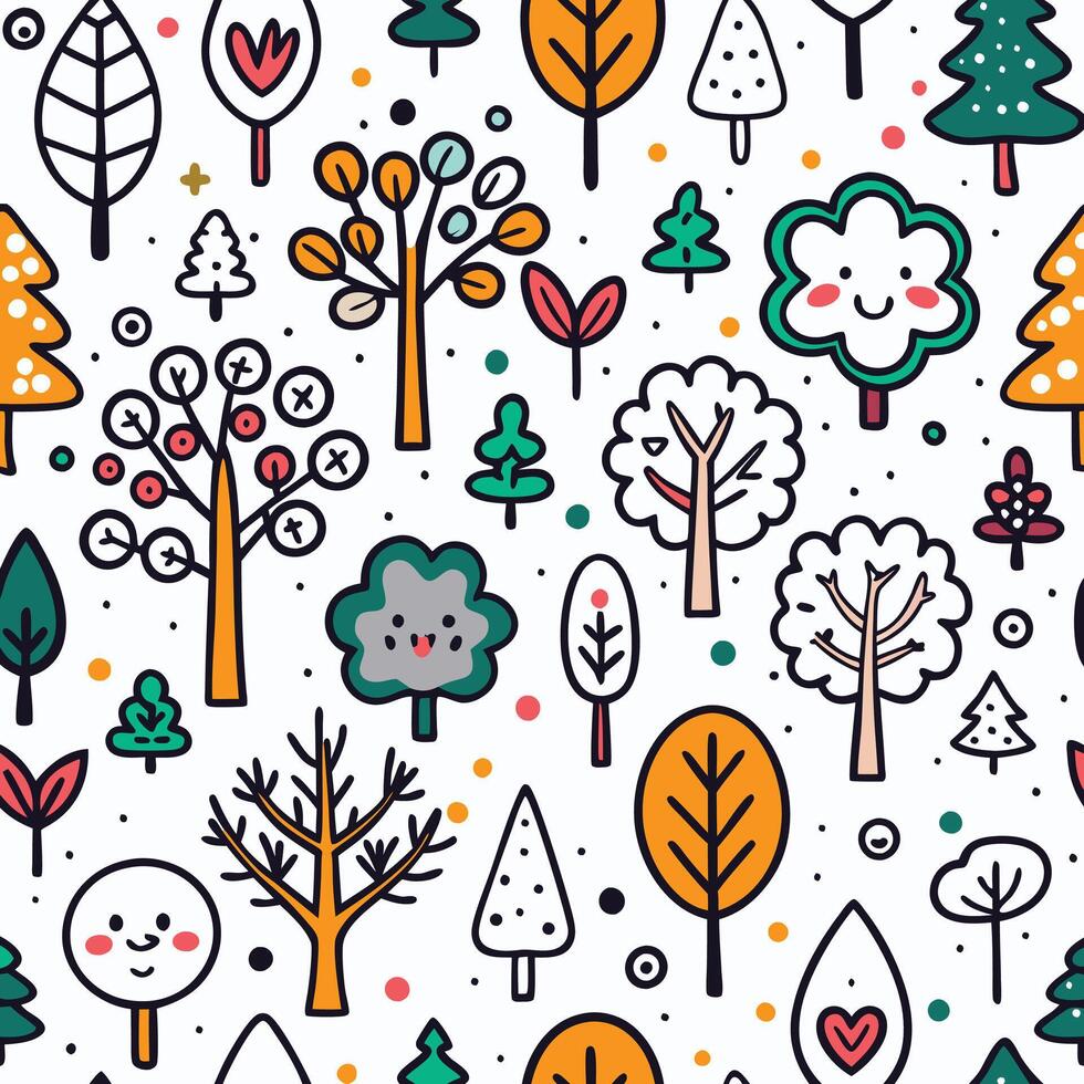 seamless pattern with trees and trees vector