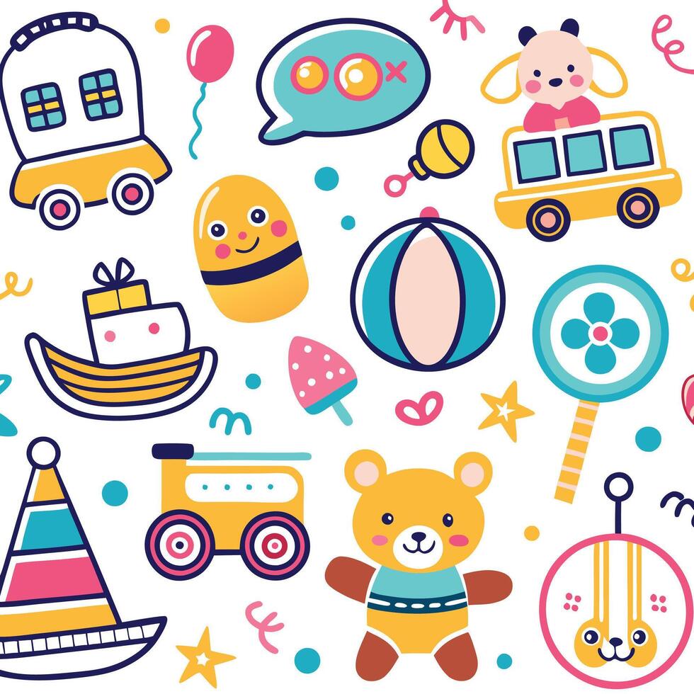a collection of different toys and other items vector