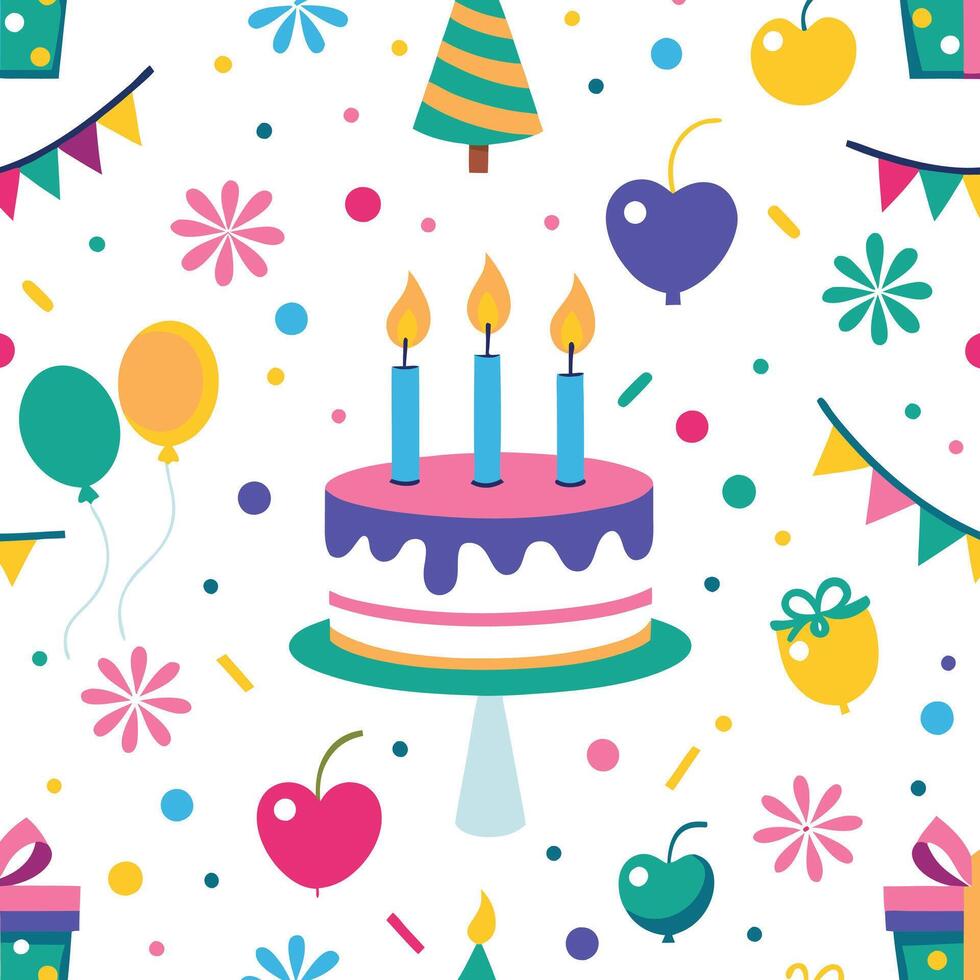 birthday seamless pattern vector