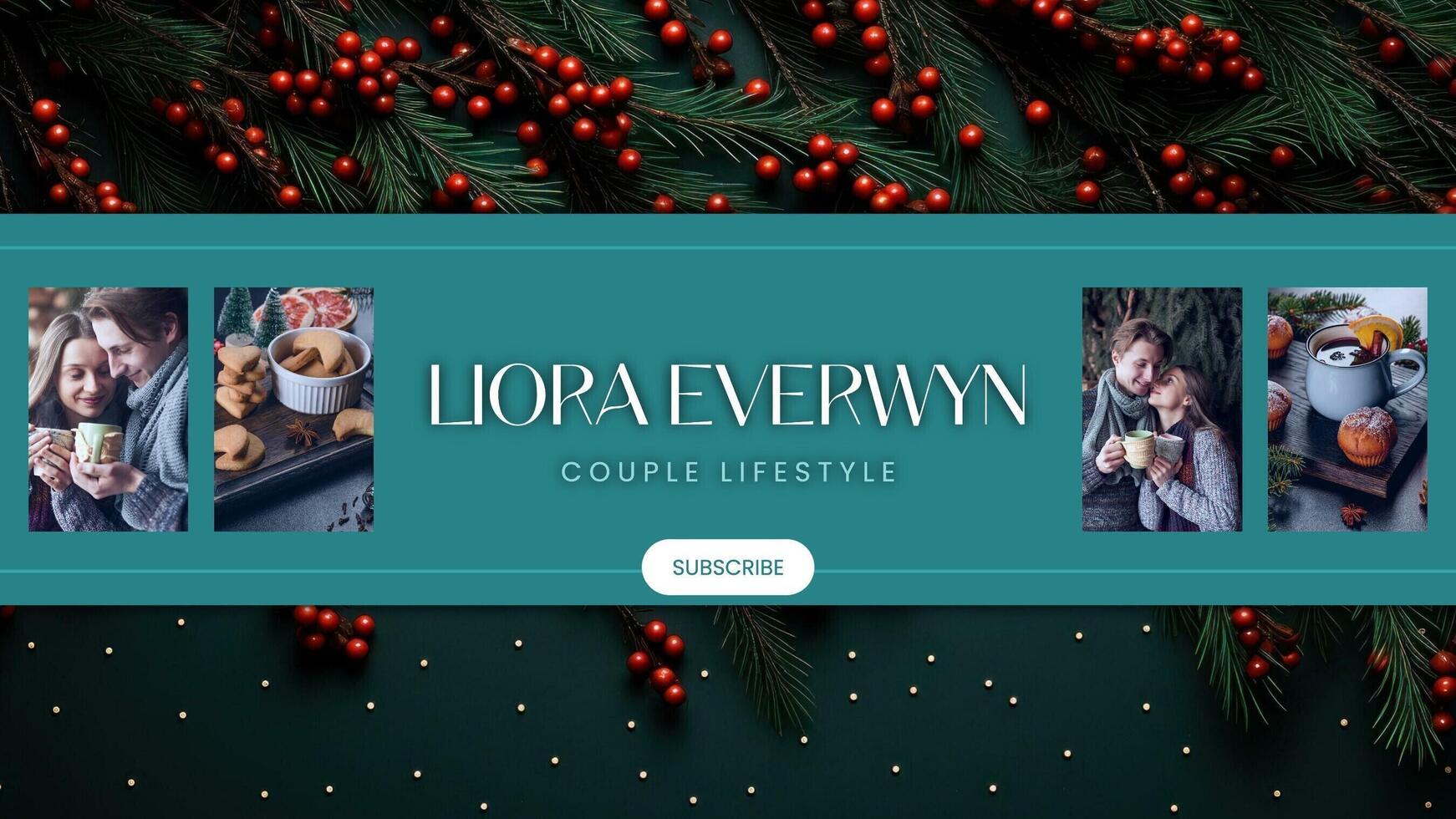 Teal Christmas Youtube Banner template