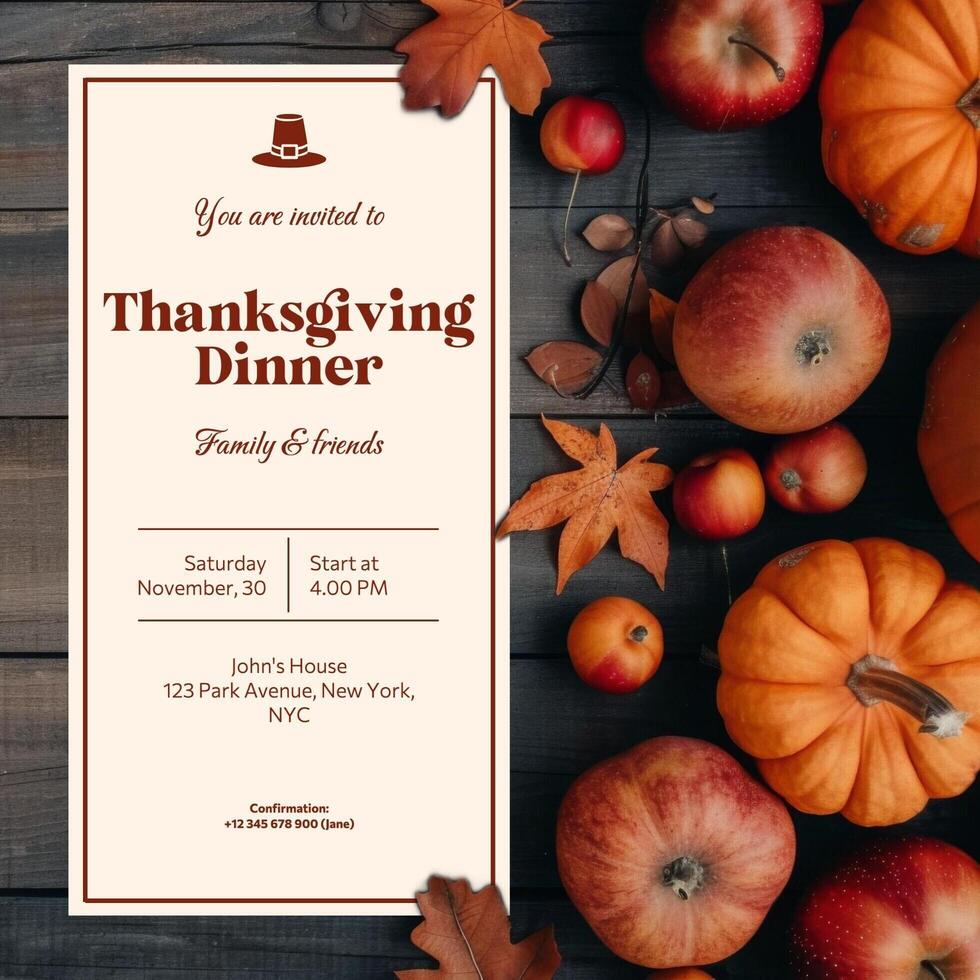 Thanksgiving Dinner Invitation template