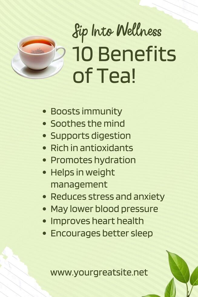 Top 10 Pinterest Graphic about Tea template