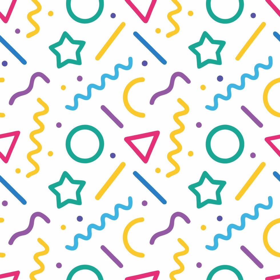 seamless pattern with colorful geometric shapes and stars vector