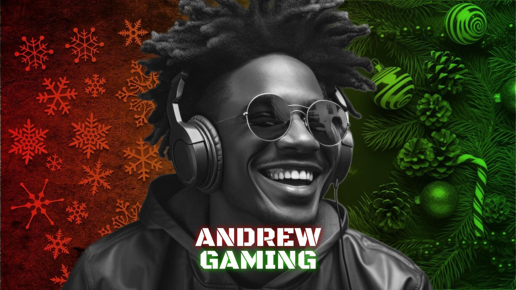Green Red Christmas Themed Gaming Channel Youtube Banner template