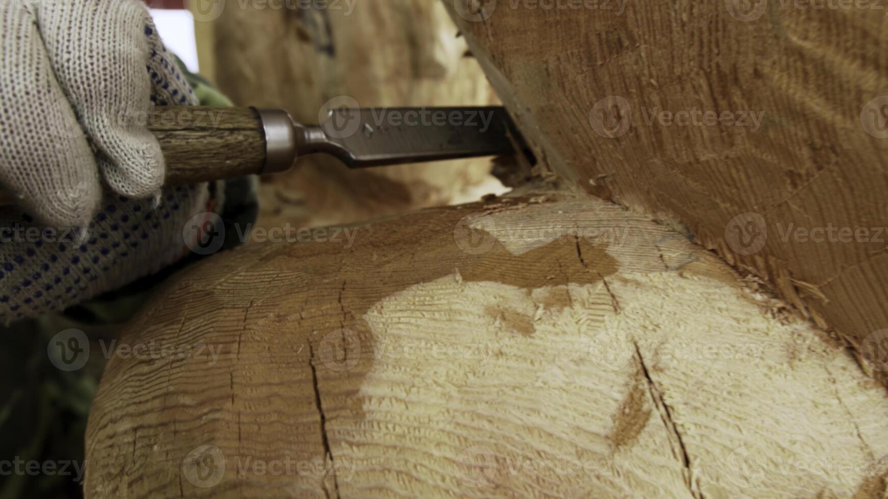 Exploring Craftsmanship in Action The Intricate Wood Sculpting Process Unveiled. Stock Clip photo