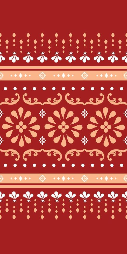 Elegance Red Rich Classy Scroll Embroidery Arabian Night Seamless Pattern. print striped, ornament floral, design for wrapping, silk, scarf, background, textile, carpet, rug, texture, hand draw vector