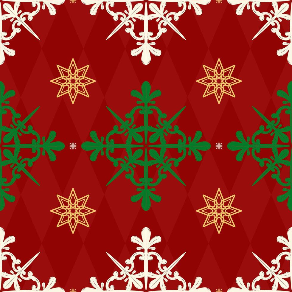 Xmas is coming Seamless Pattern with Grid and Luxury Scroll Ornament Decoration. Happiness on Winter Background wallpaper, gift wrap, rich and Classy Opulence Design for happiness celebration vector