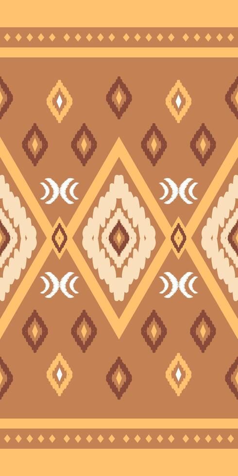 Motif Chevron Print Striped Embroidery Seamless Pattern. Pumpkin Yellow Embroidery on Light Brown Background. Traditional Ethnic Design Back to Nature, Homespun, Needlecraft, aztec, fashion, carpet vector