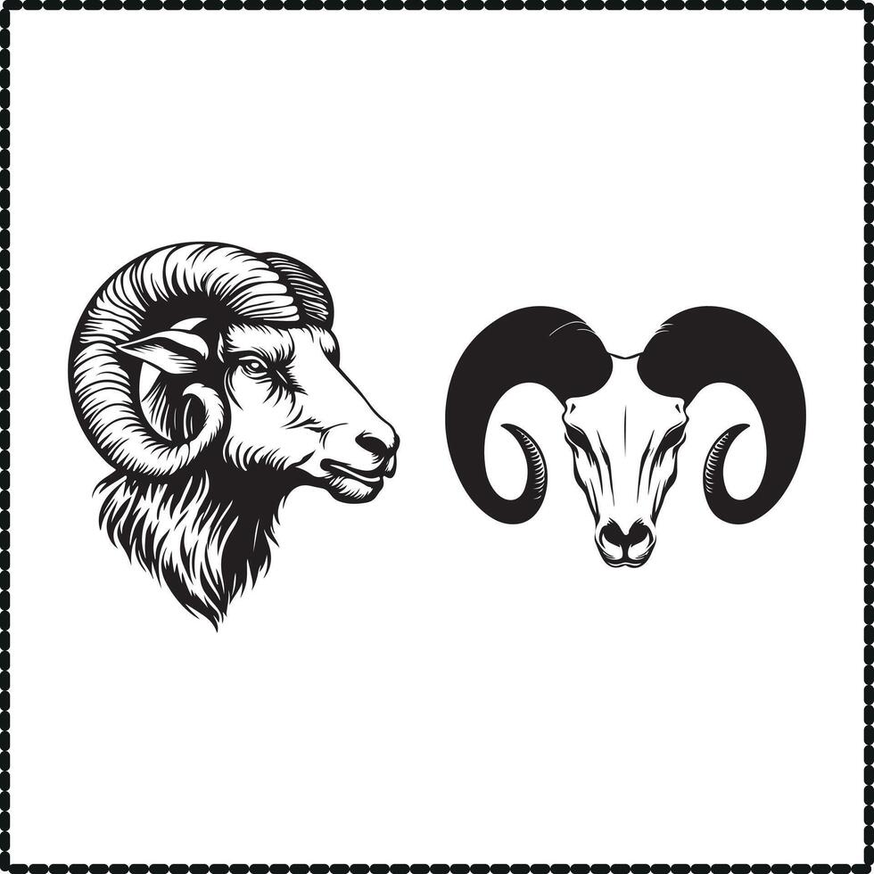 Ram Horn Silhouette, Rustic Design vector