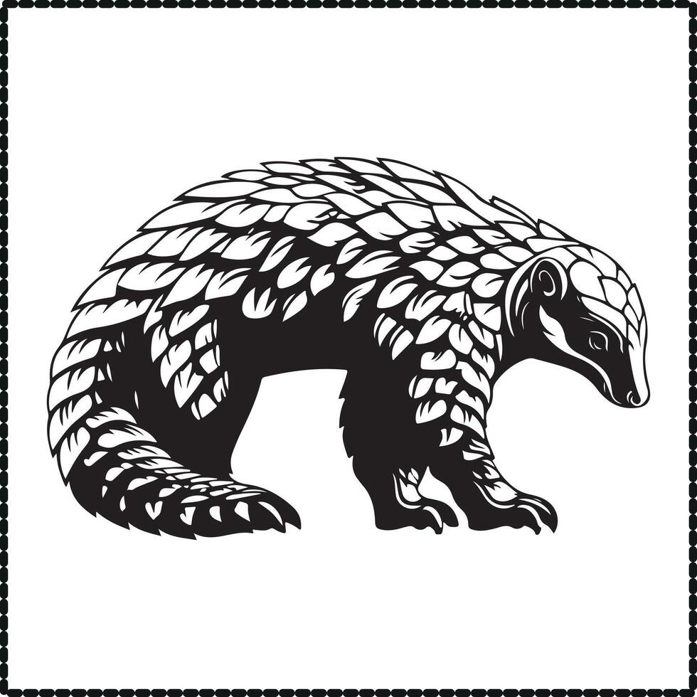 Pangolin Silhouette, Forest Animal Art vector