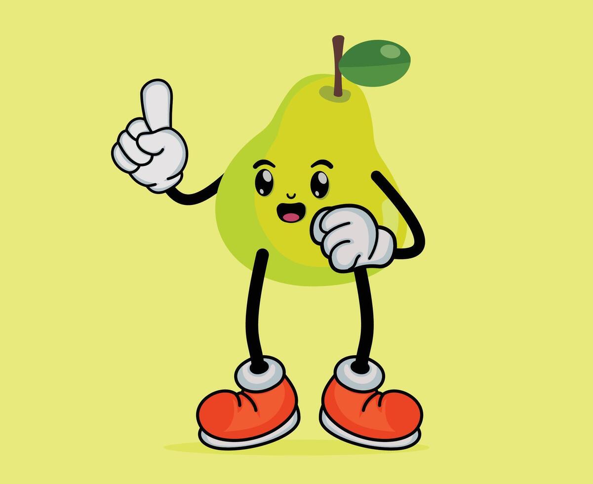 Pear Fruit Cartoon or Mascot Pear Fruit with Arms and Legs vector