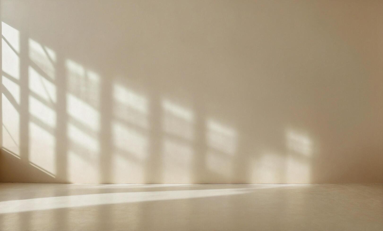 An empty room with sunlight shining through the windows photo