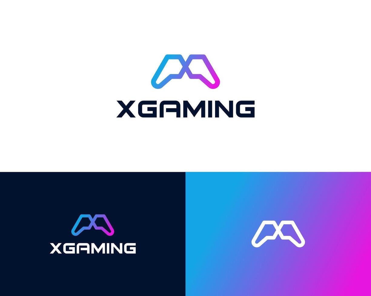 Initial Letter X Gamepad Joystick Game Controller Console Gaming Logo Design Illustration vector