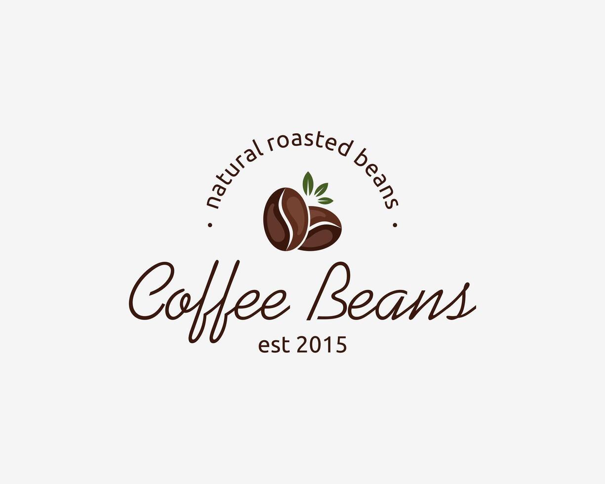 Coffee Beans Natural Robusta Roasted Espresso Caffeine Vintage Logo Design Illustration vector