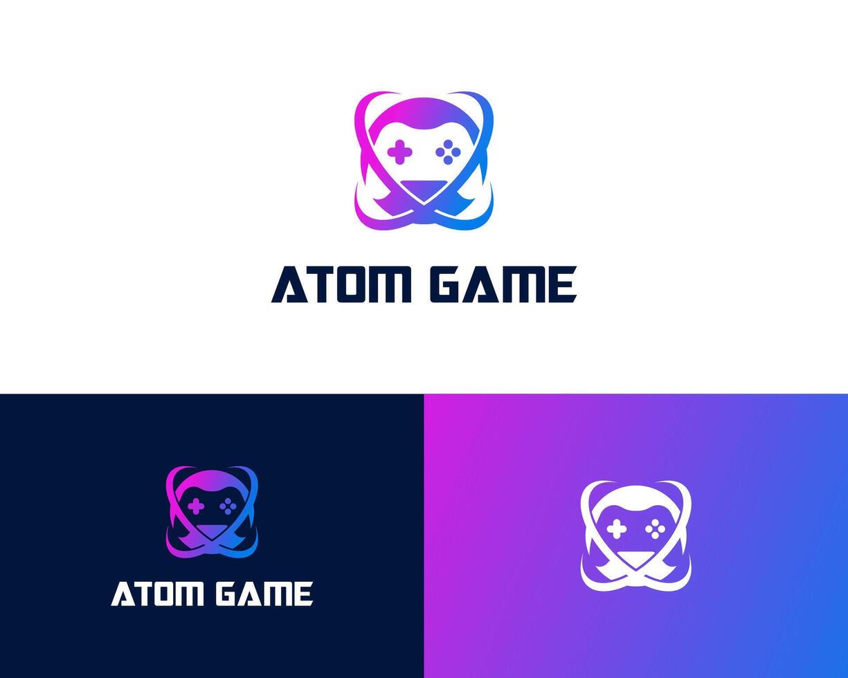 Gamepad Joystick Game Controller Console Gaming Orbit Atom Sphere Logo Design Illustration vector