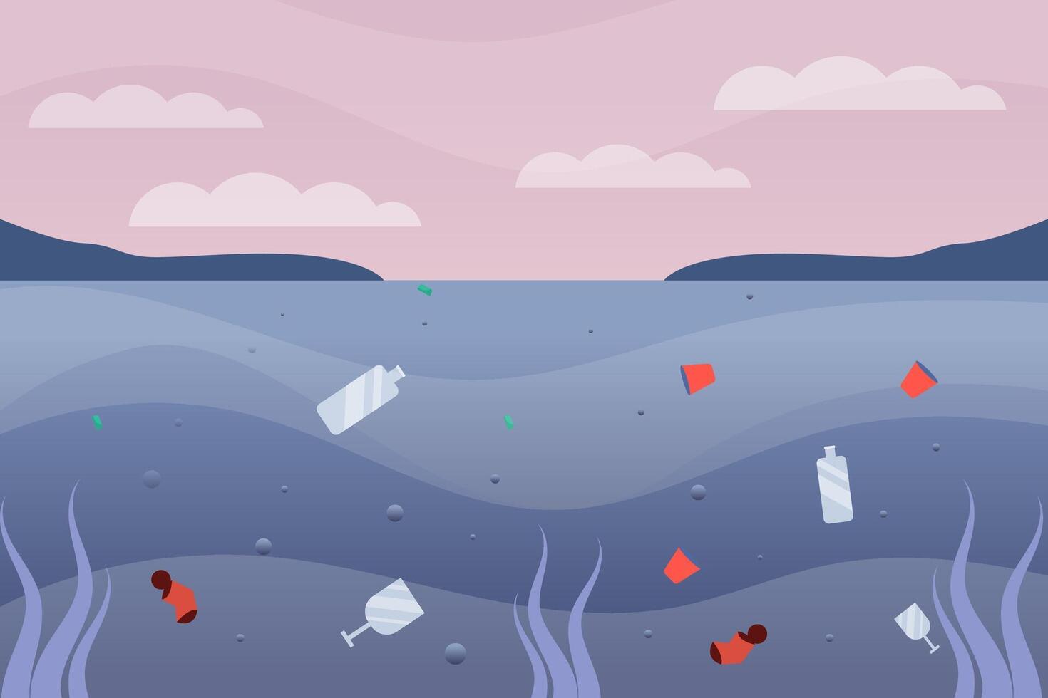 water pollution illustration design in gradient style vector