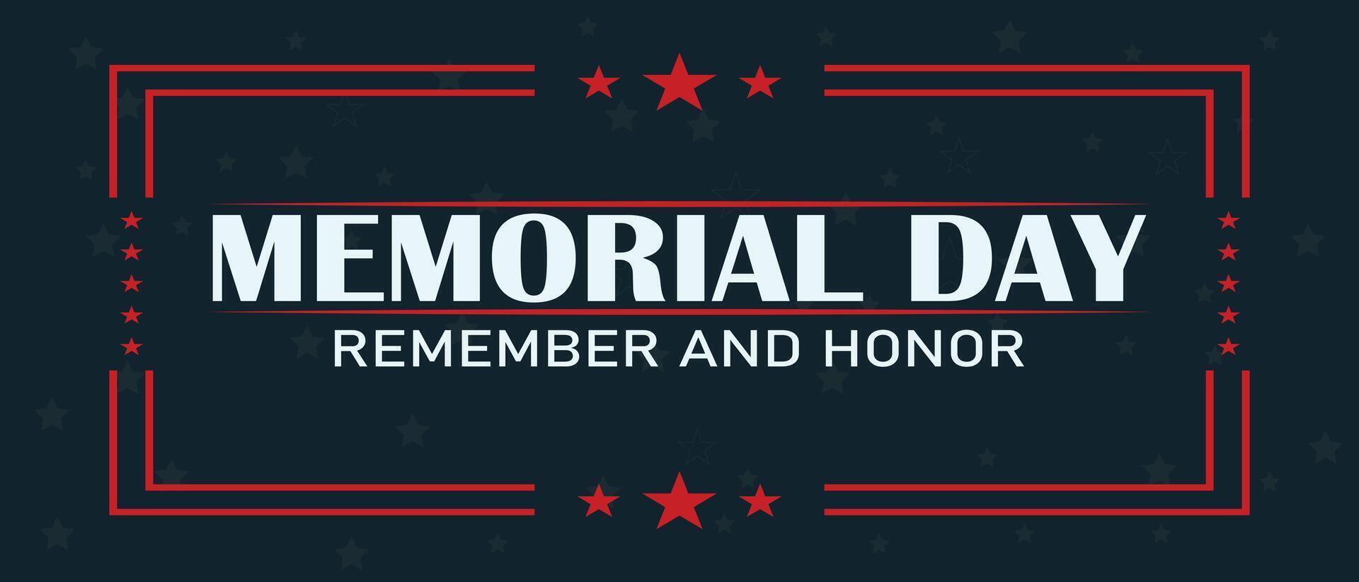 U.S. memorial day. Remember and Honor poster. Memorial day celebration invitation template background art. vector