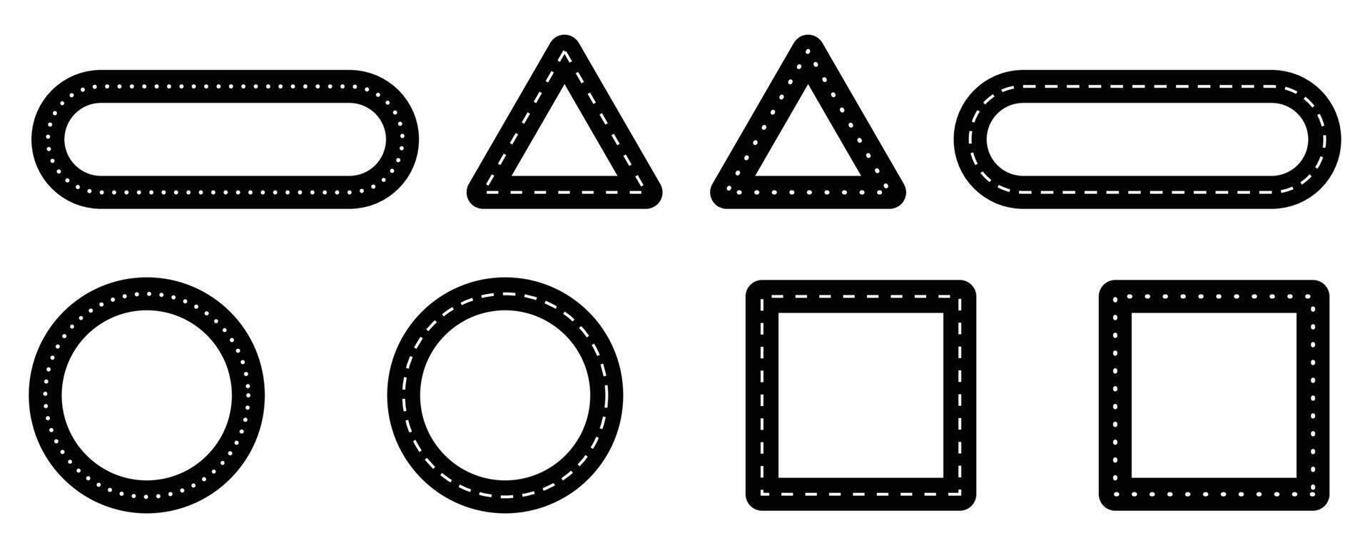 Dashed lane marking dark black asphalt simple race track. Editable and Scalable stroke. vector