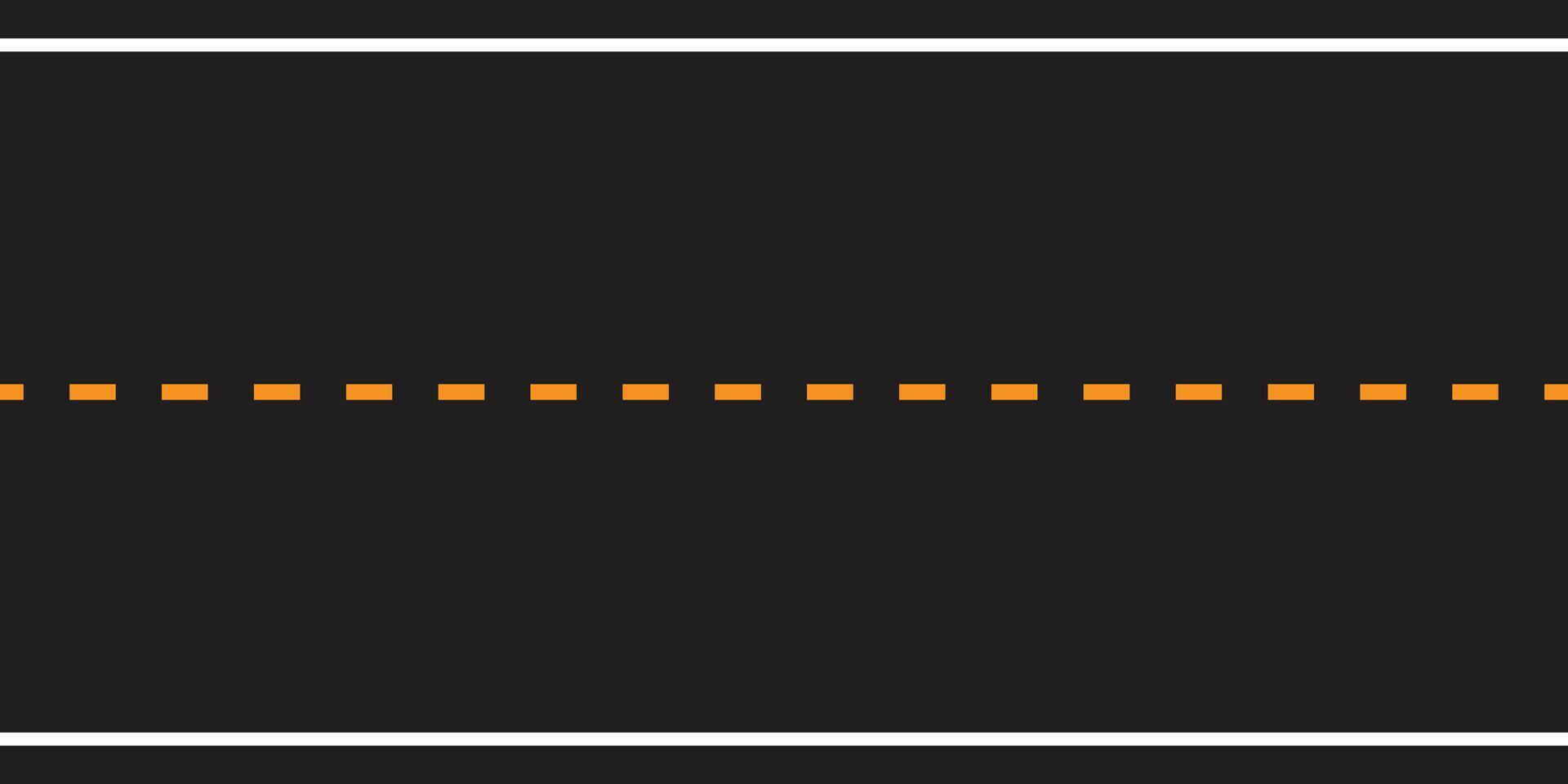 Asphalt straight road dashed line marking top aerial view seamless empty. Editable Stroke. vector