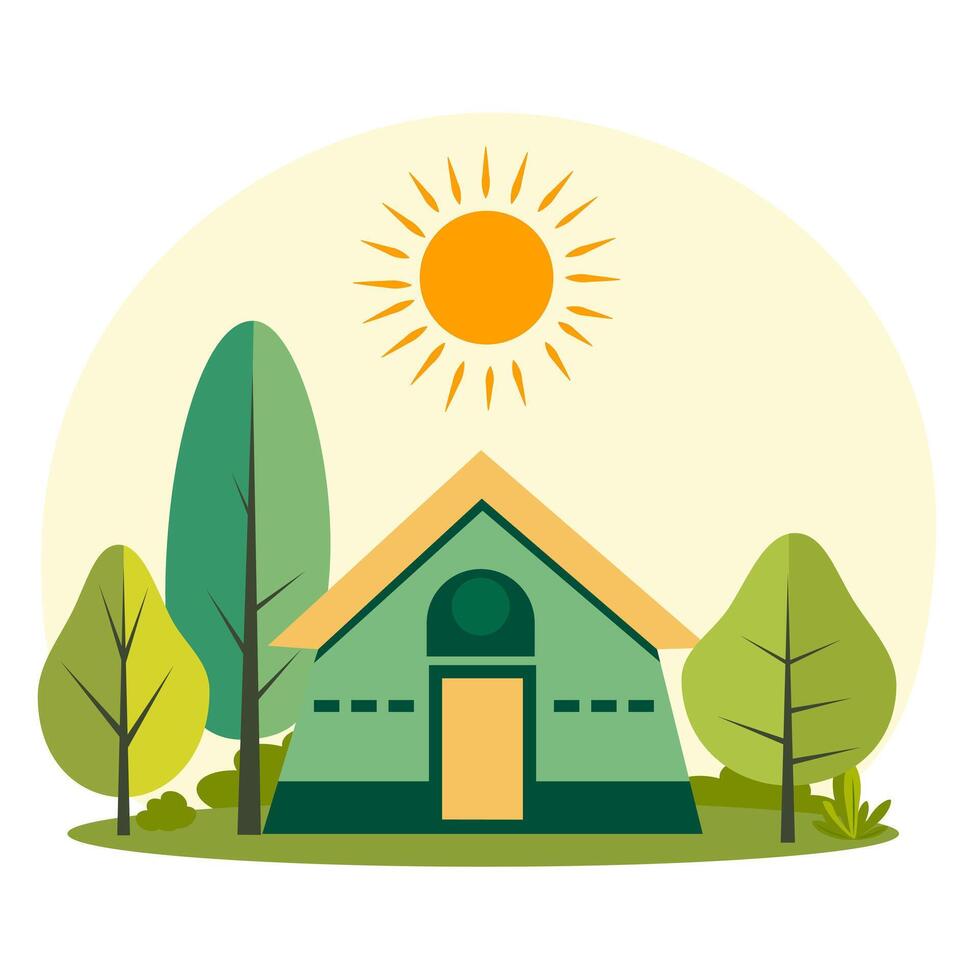 rural house with eco system clean energy vector